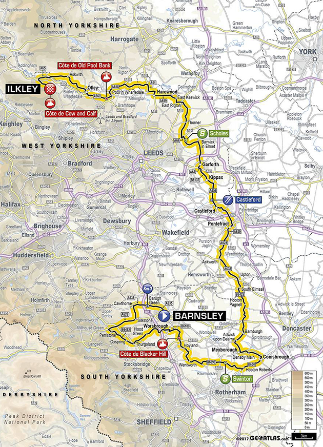 Tour of Yorkshire stage 2 map